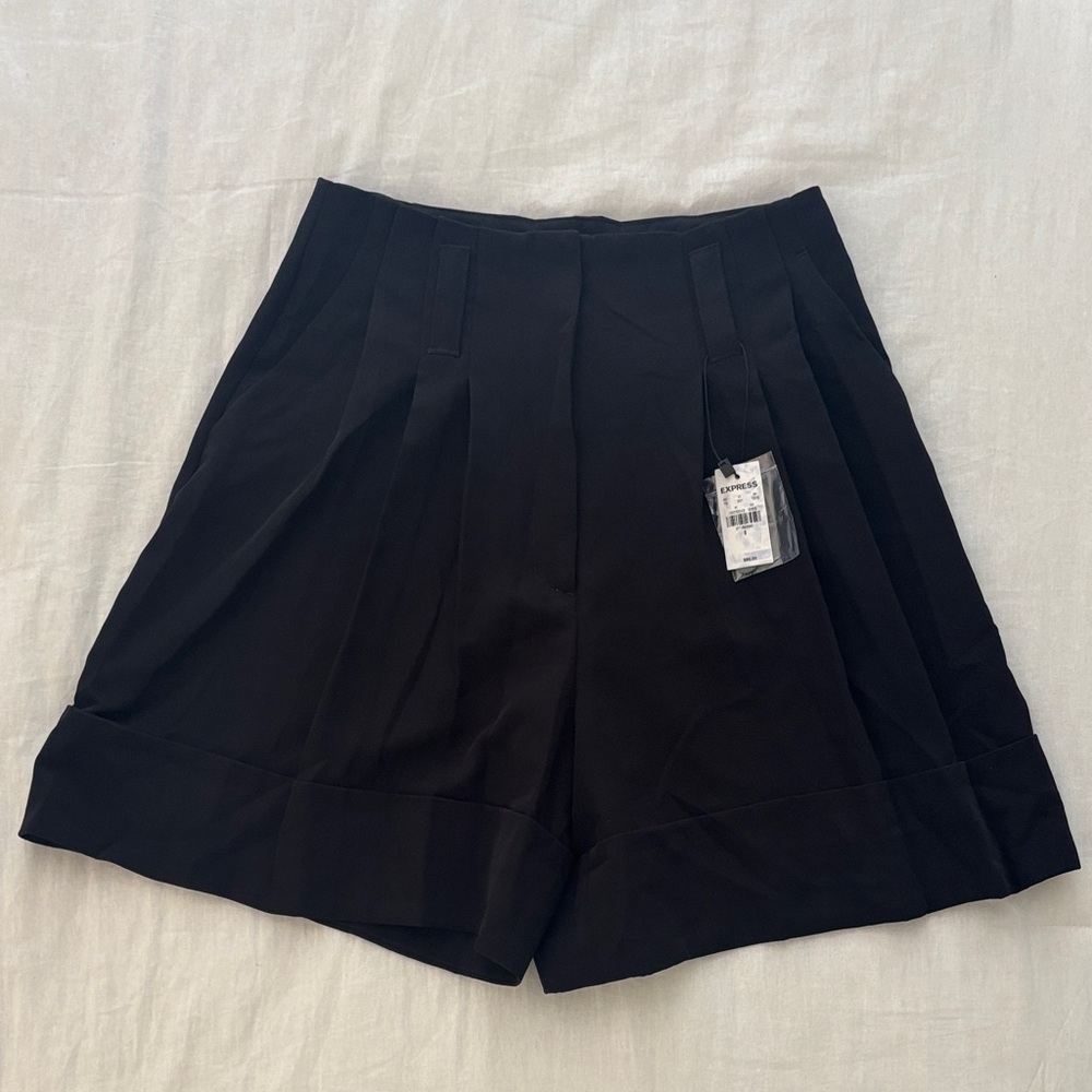 Elegant Black High Waisted Women's Shorts